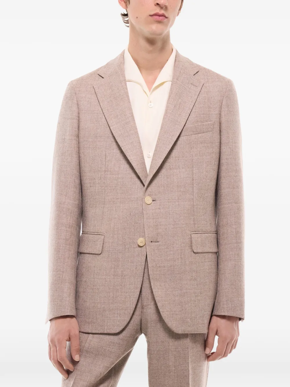 FURSAC Blazer met visgraatpatroon van scheerwol Beige