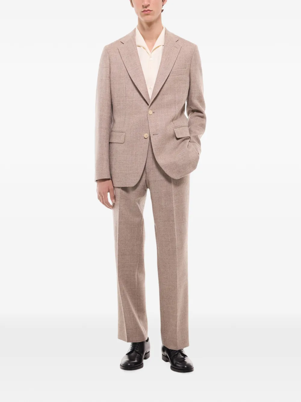 FURSAC Blazer met visgraatpatroon van scheerwol Beige