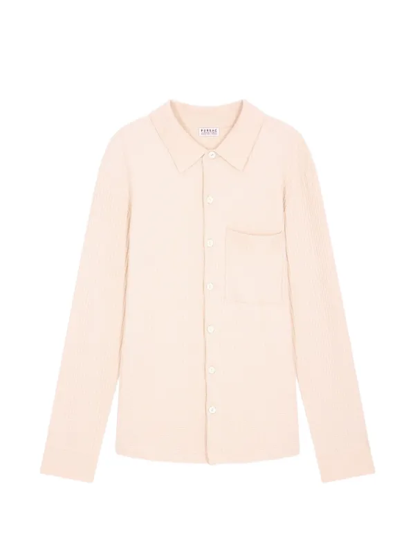 FURSAC Waffle-knit Long-sleeve Shirt in Neutrals