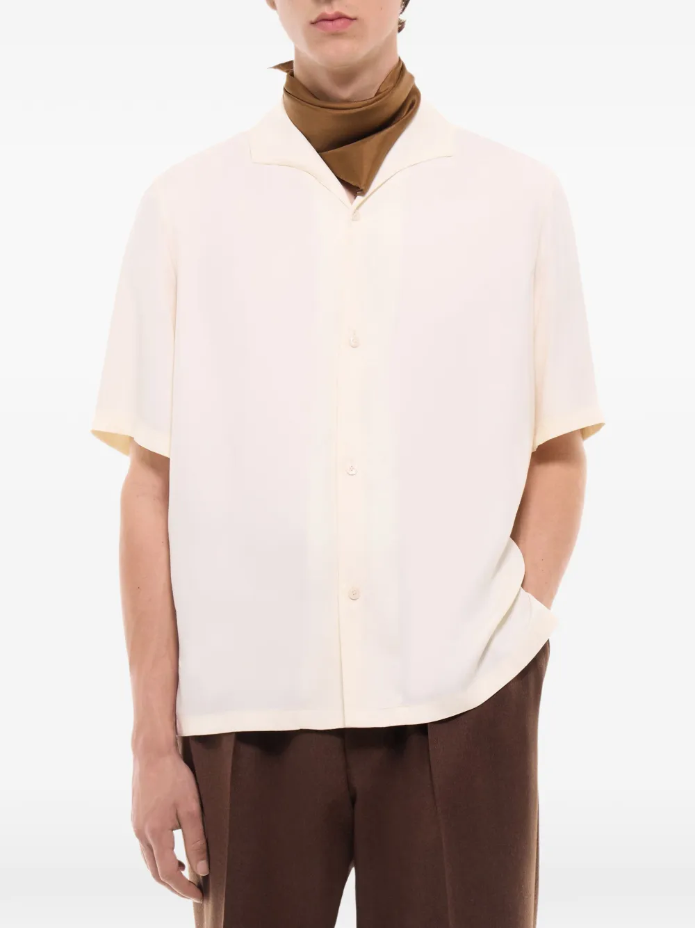 FURSAC Camp-collar Short-sleeve Shirt in Neutrals, view 3