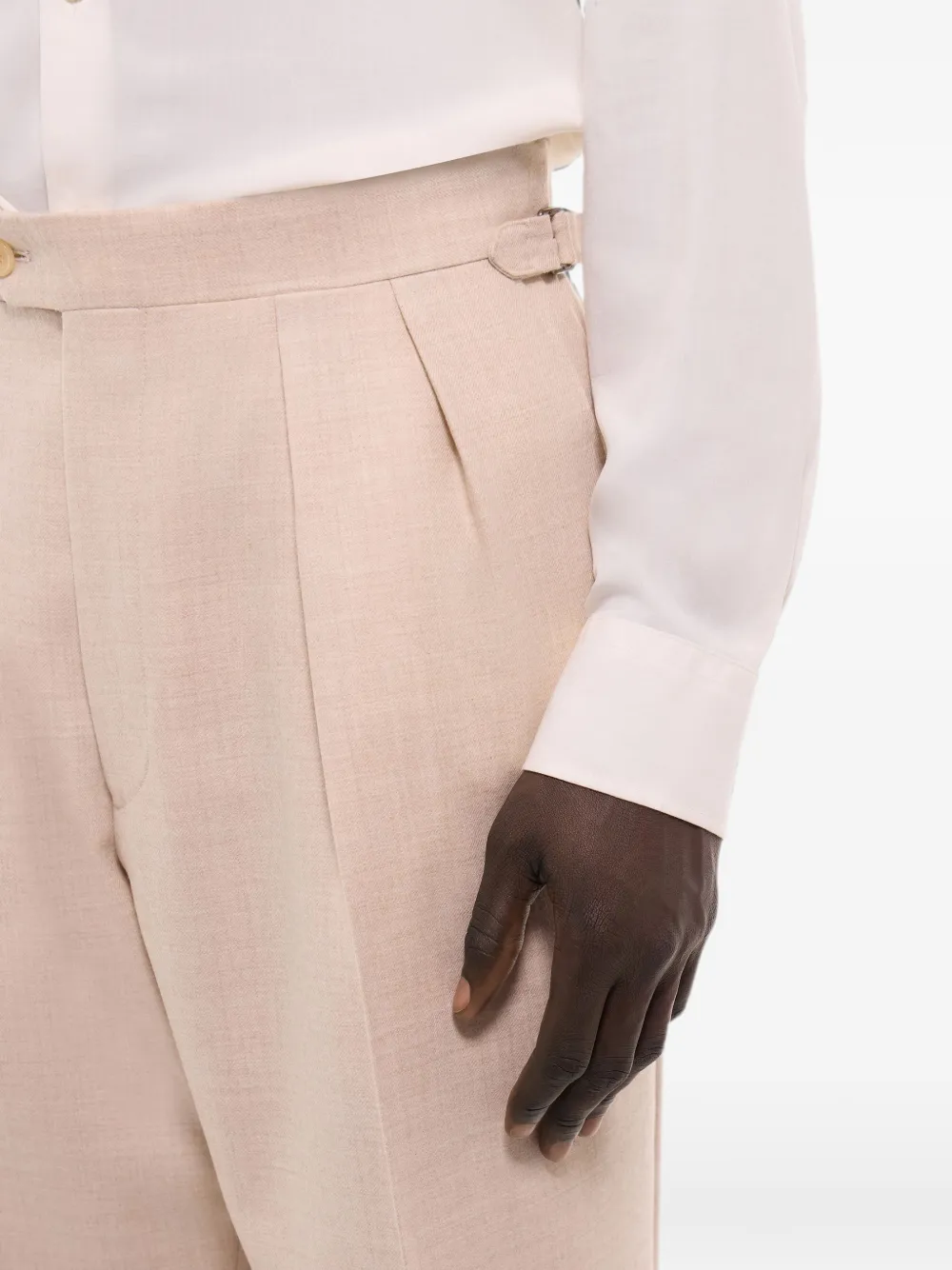 FURSAC Geplooide broek met riemlussen Beige