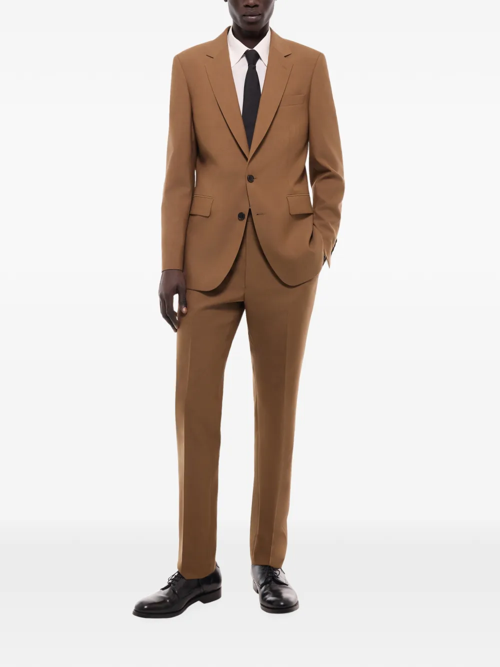 FURSAC Wollen blazer met enkele rij knopen Bruin