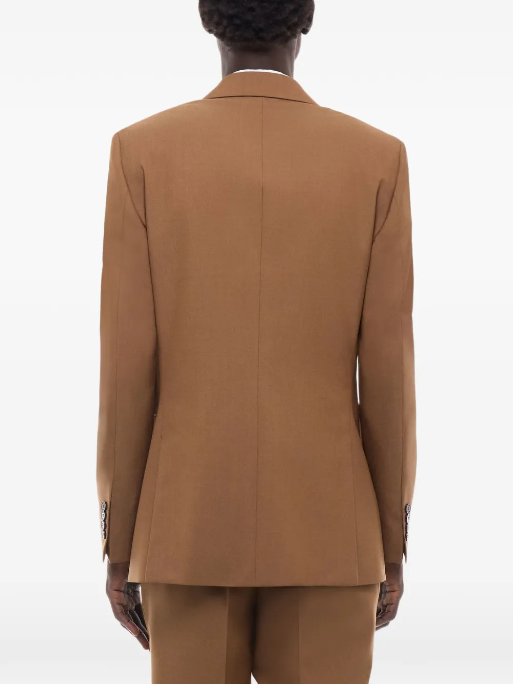 FURSAC Wollen blazer met enkele rij knopen Bruin
