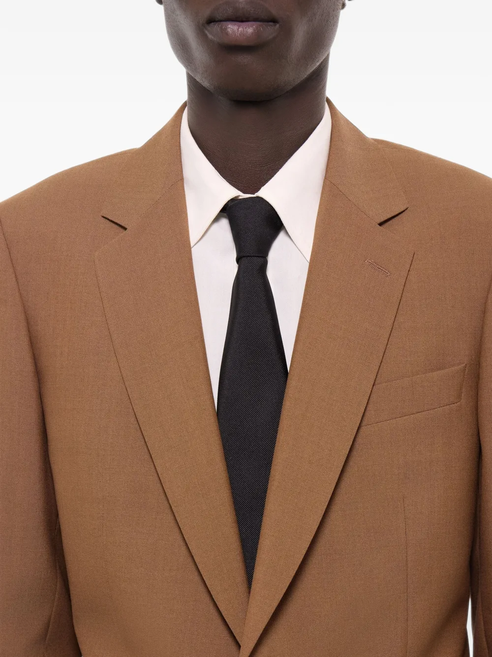 FURSAC Wollen blazer met enkele rij knopen Bruin