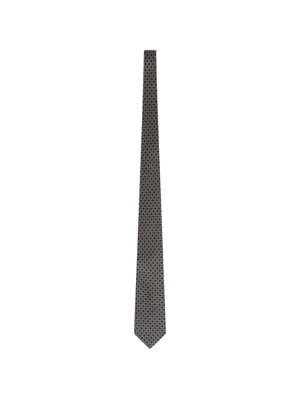 Fursac Geometric-print Silk Tie In Gray