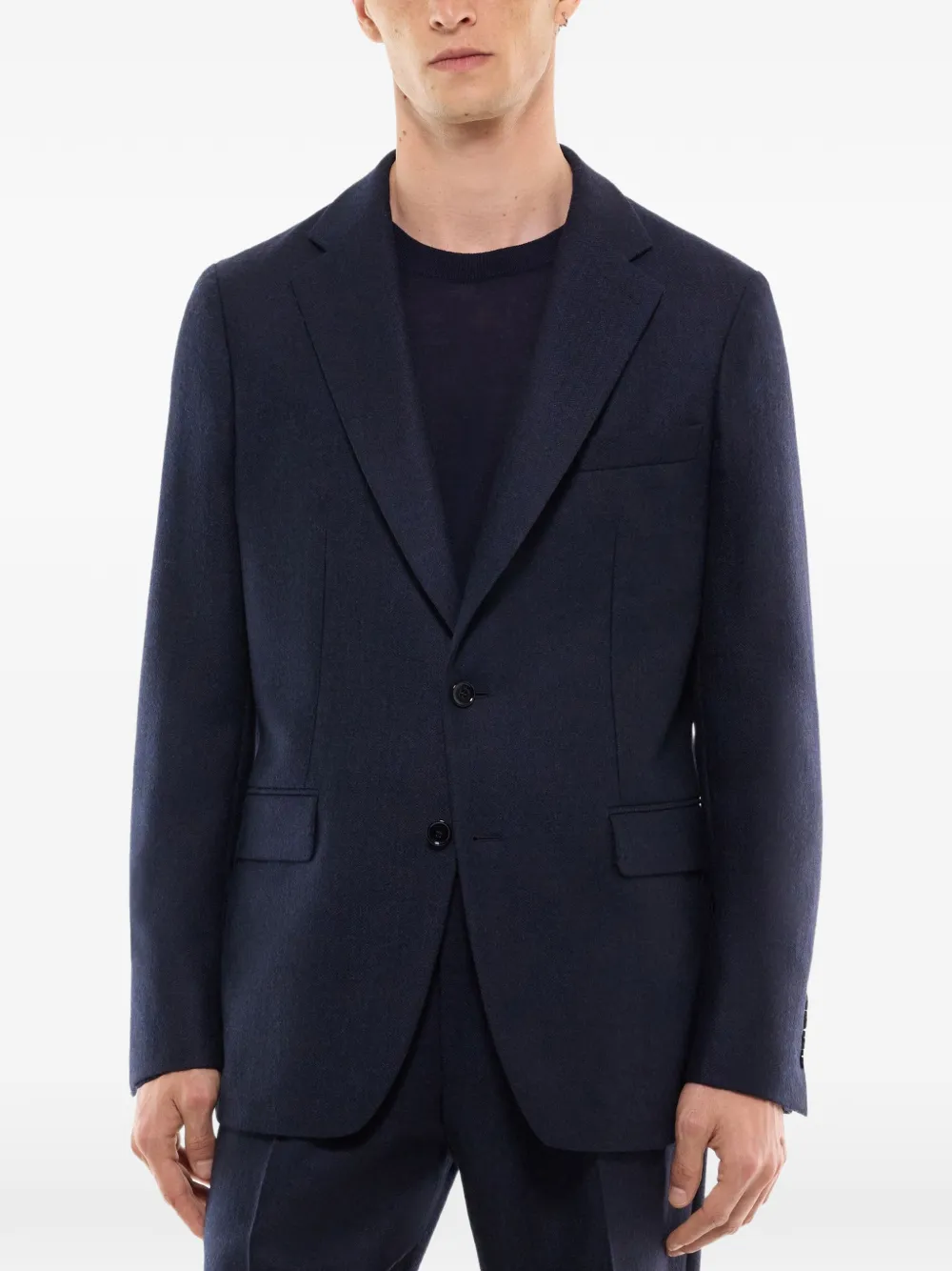 FURSAC Wollen blazer met visgraatpatroon Blauw