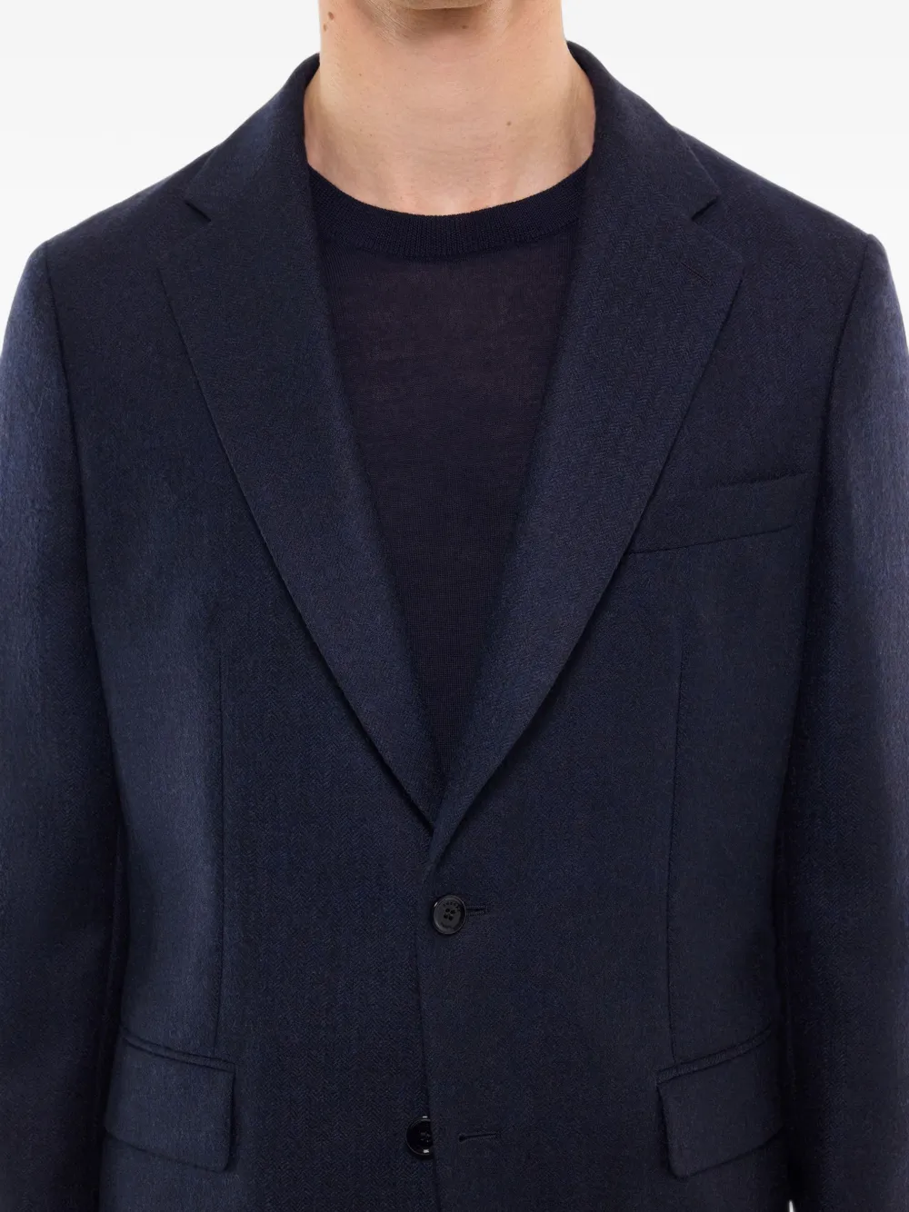 FURSAC Wollen blazer met visgraatpatroon Blauw