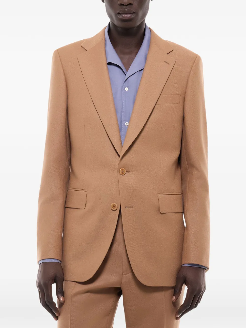 FURSAC Wollen blazer met enkele rij knopen Beige