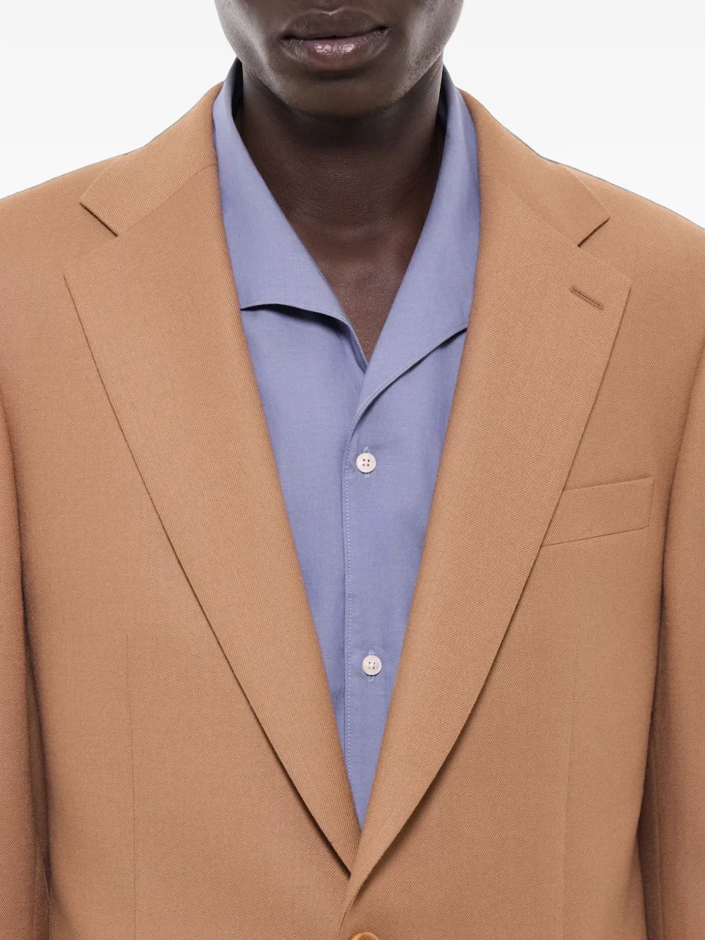 FURSAC Wollen blazer met enkele rij knopen Beige