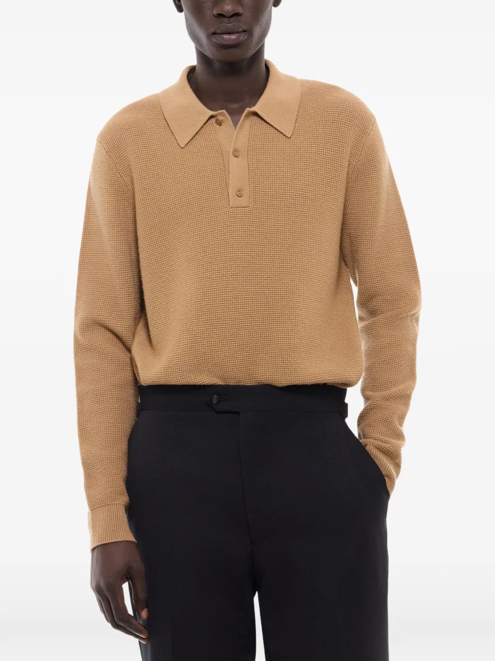 FURSAC waffle-knit wool polo shirt Beige