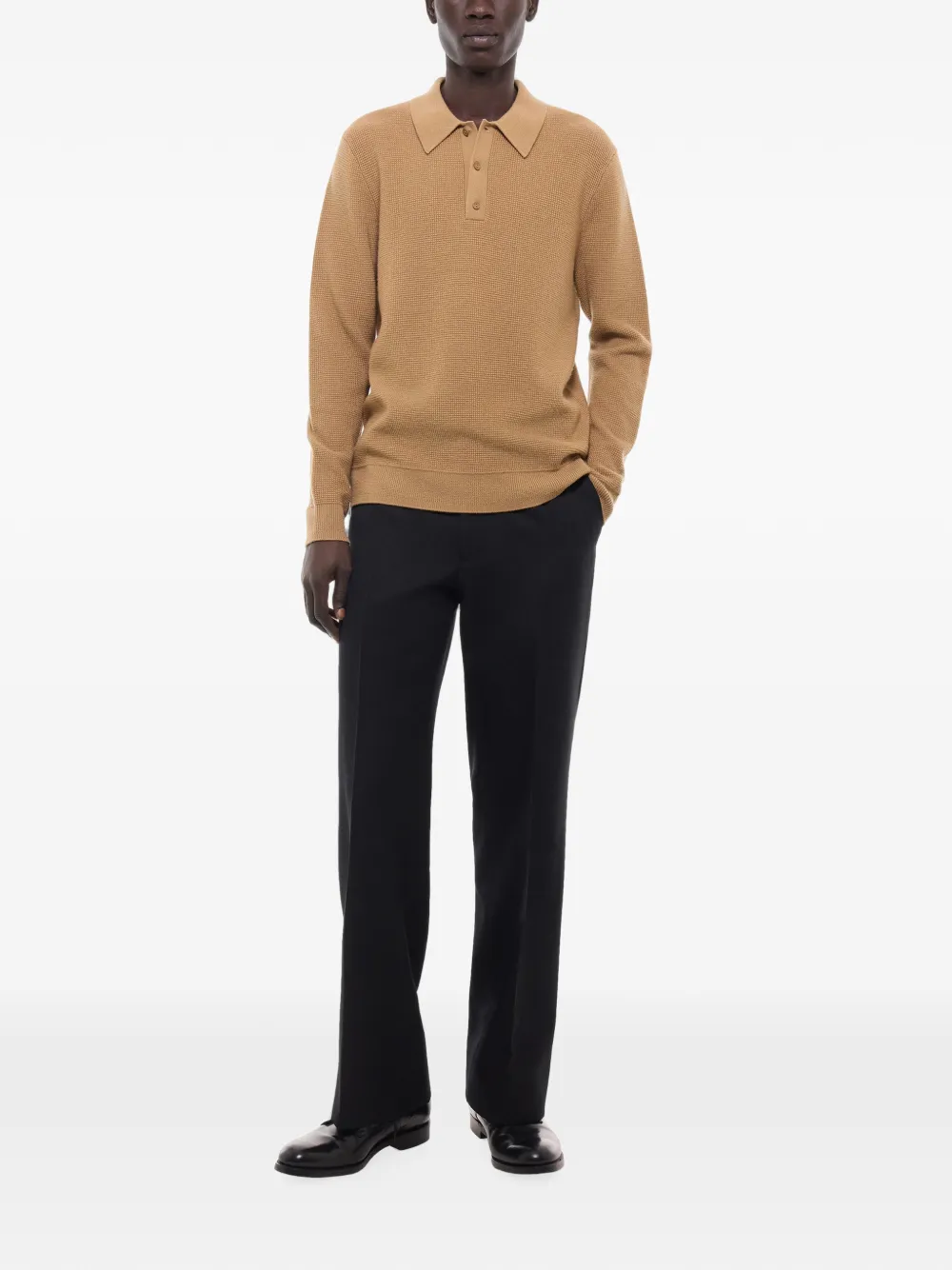 FURSAC waffle-knit wool polo shirt Beige