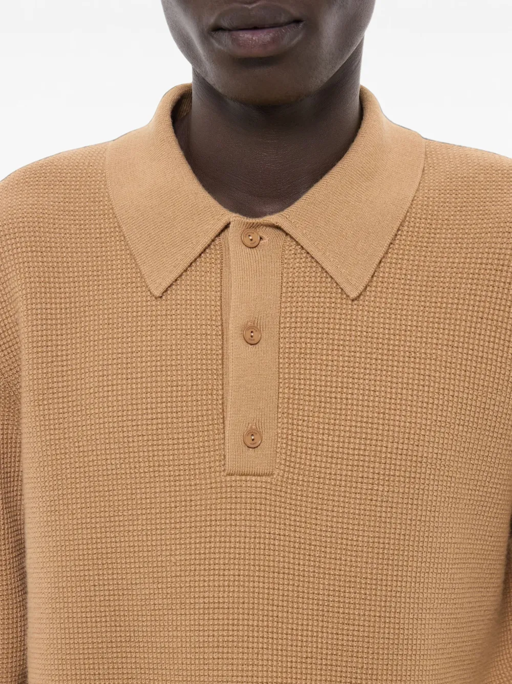 FURSAC waffle-knit wool polo shirt Beige