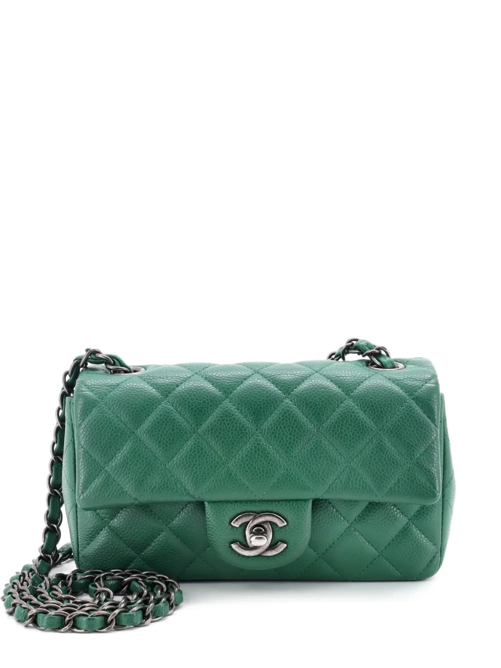 CHANEL Pre-Owned Classic Single Flap Bag Quilted Caviar Mini crossbody bag - Green
