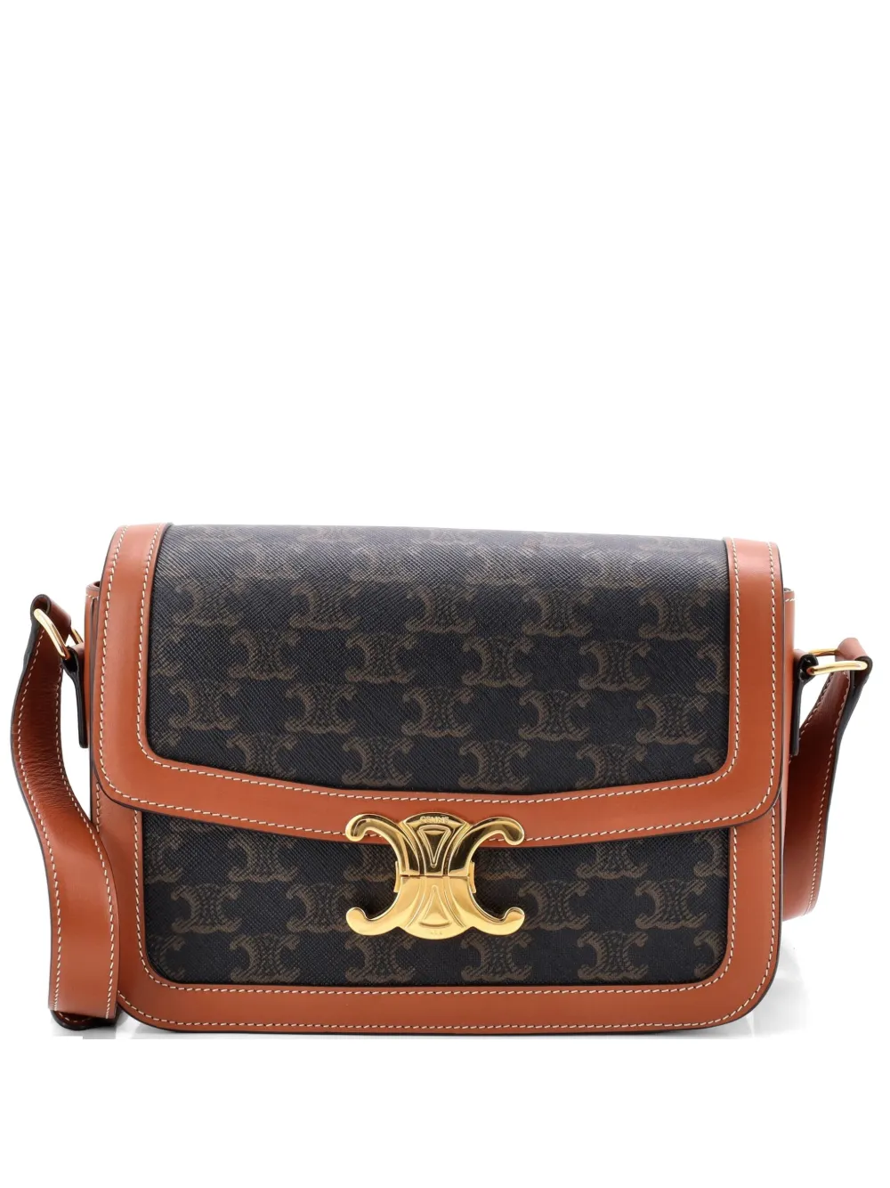 Celine Pre-Owned Triomphe Triomphe Coated Canvas Medium shoulder bag - Marrone