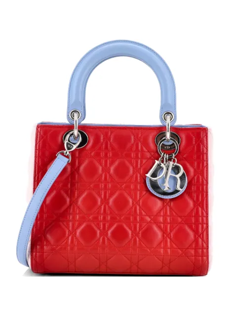 Christian Dior Pre-Owned Tricolor Lady Dior Bag Cannage Quilt Lambskin Medium satchel