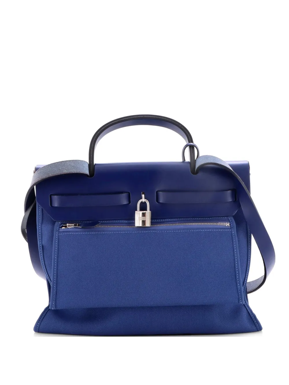 Hermès Pre-Owned Herbag Zip Leather and Toile 31 shoulder bag - Blu