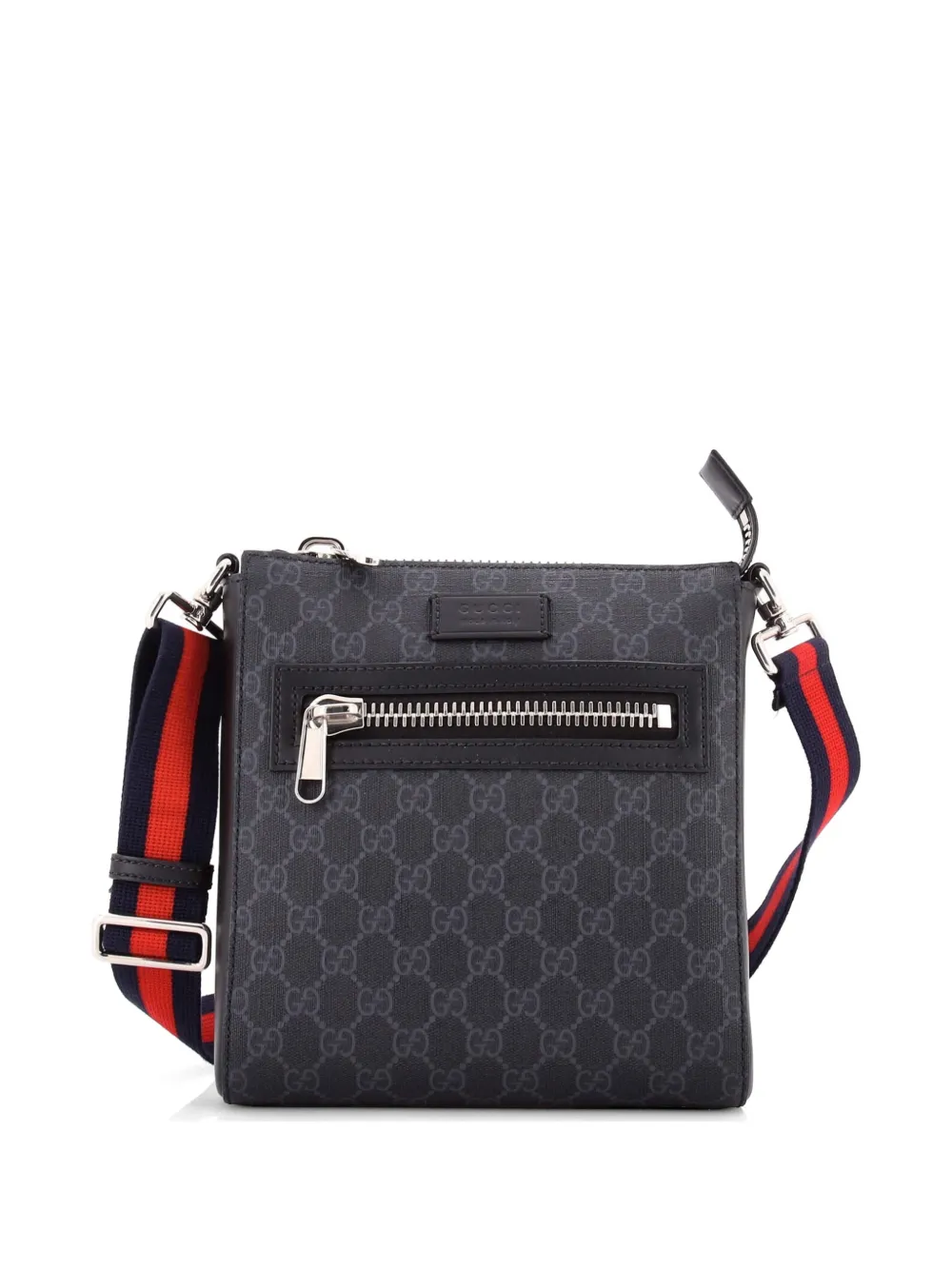 Gucci Pre-Owned Web Strap Front Zip Messenger Bag GG Coated Canvas Small crossbody bag - Nero