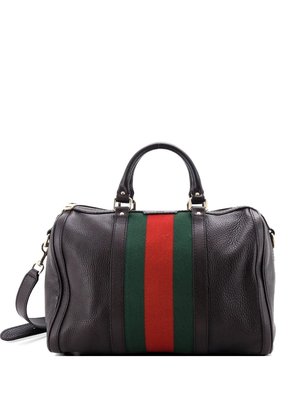 Gucci Pre-Owned Vintage Web Boston Bag Leather Medium satchel - Marrone