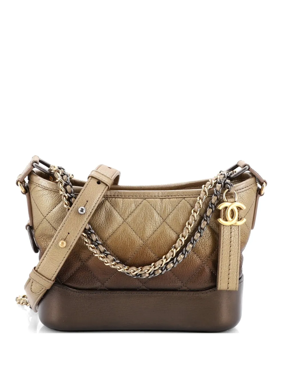 CHANEL Pre-Owned Gabrielle Quilted Ombre Goatskin Small hobo bag - Brown
