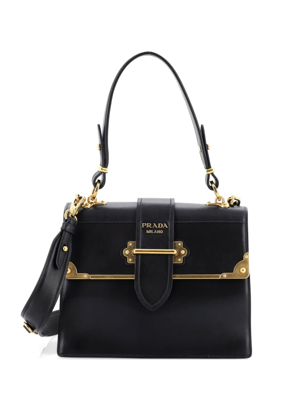 Prada Pre-Owned Cahier Convertible City Calf and Saffiano Medium shoulder bag - Nero