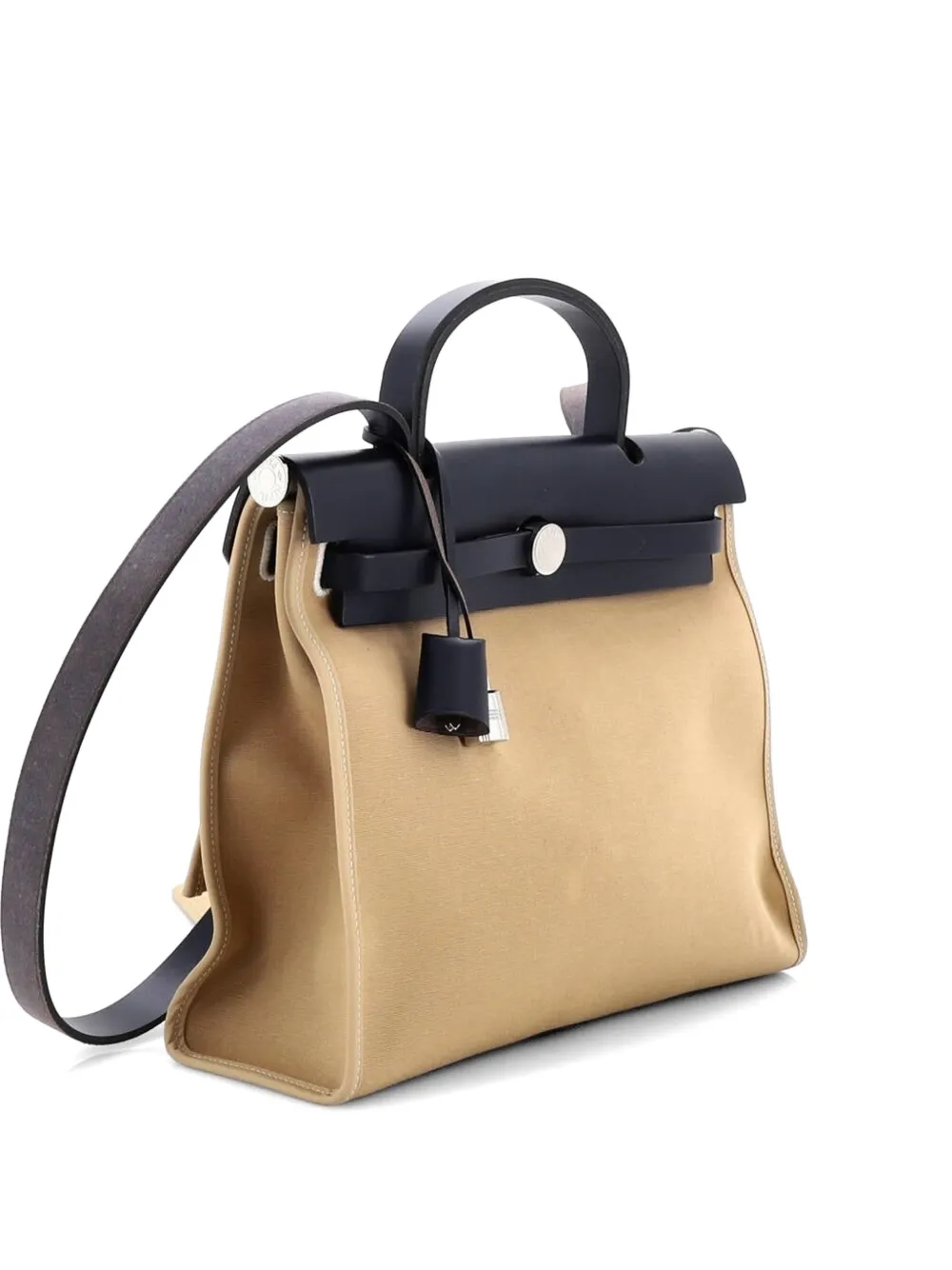 Hermès Pre-Owned Herbag Zip Leather and Toile 31 shoulder bag - Blu