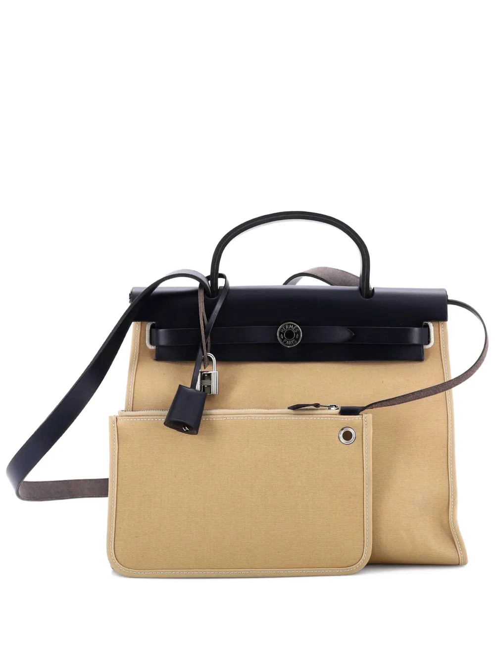Hermès Pre-Owned Herbag Zip Leather and Toile 31 shoulder bag - Blu