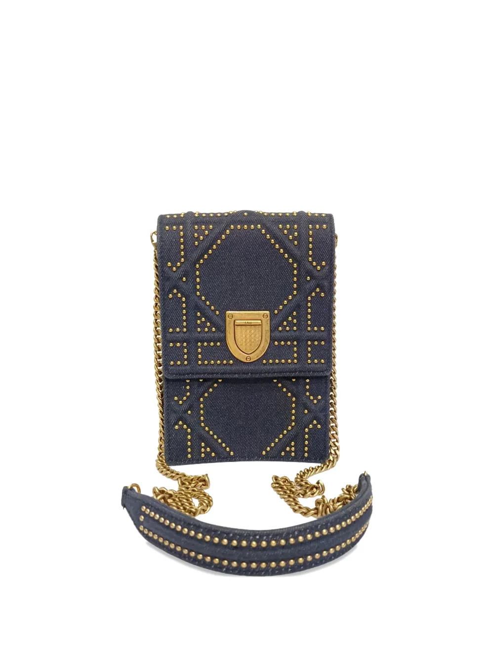 Christian Dior Pre-Owned Diorama studded clutch bag - Blu
