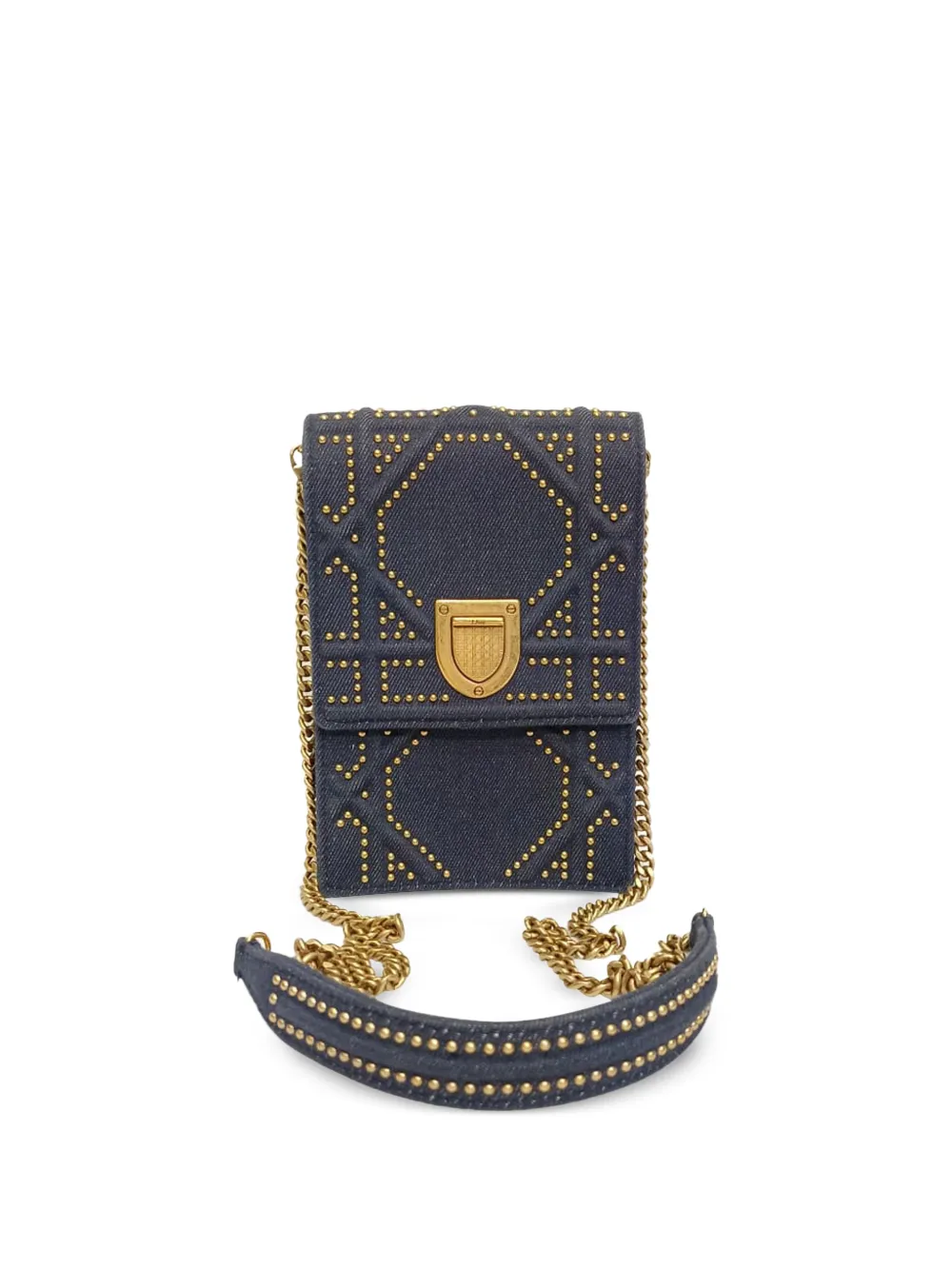 Christian Dior Pre-Owned Diorama studded clutch bag - Blu