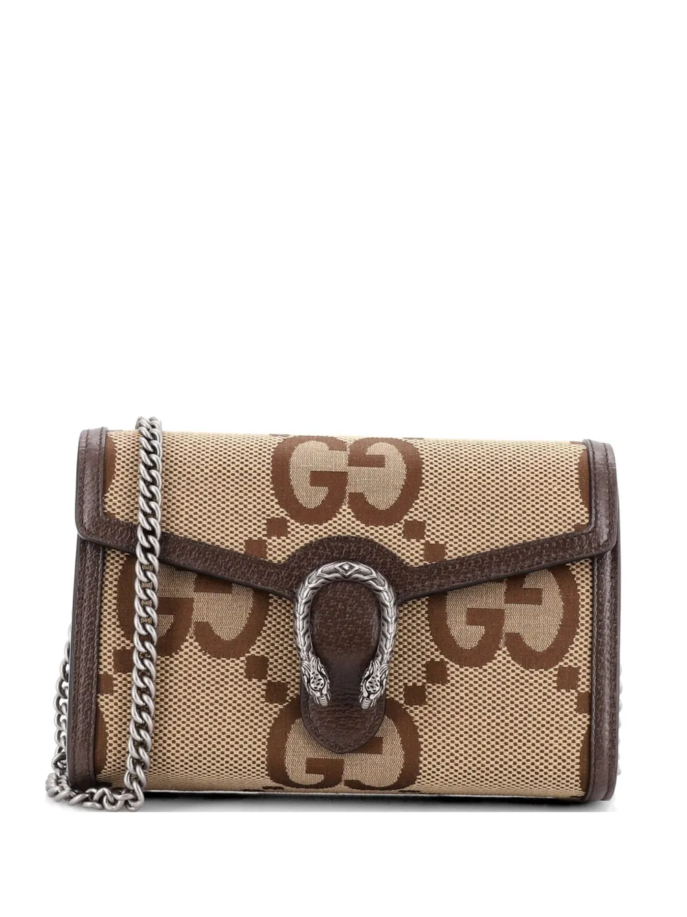 Gucci Pre-Owned Dionysus Chain Wallet Jumbo GG Canvas Small crossbody bag - Marrone