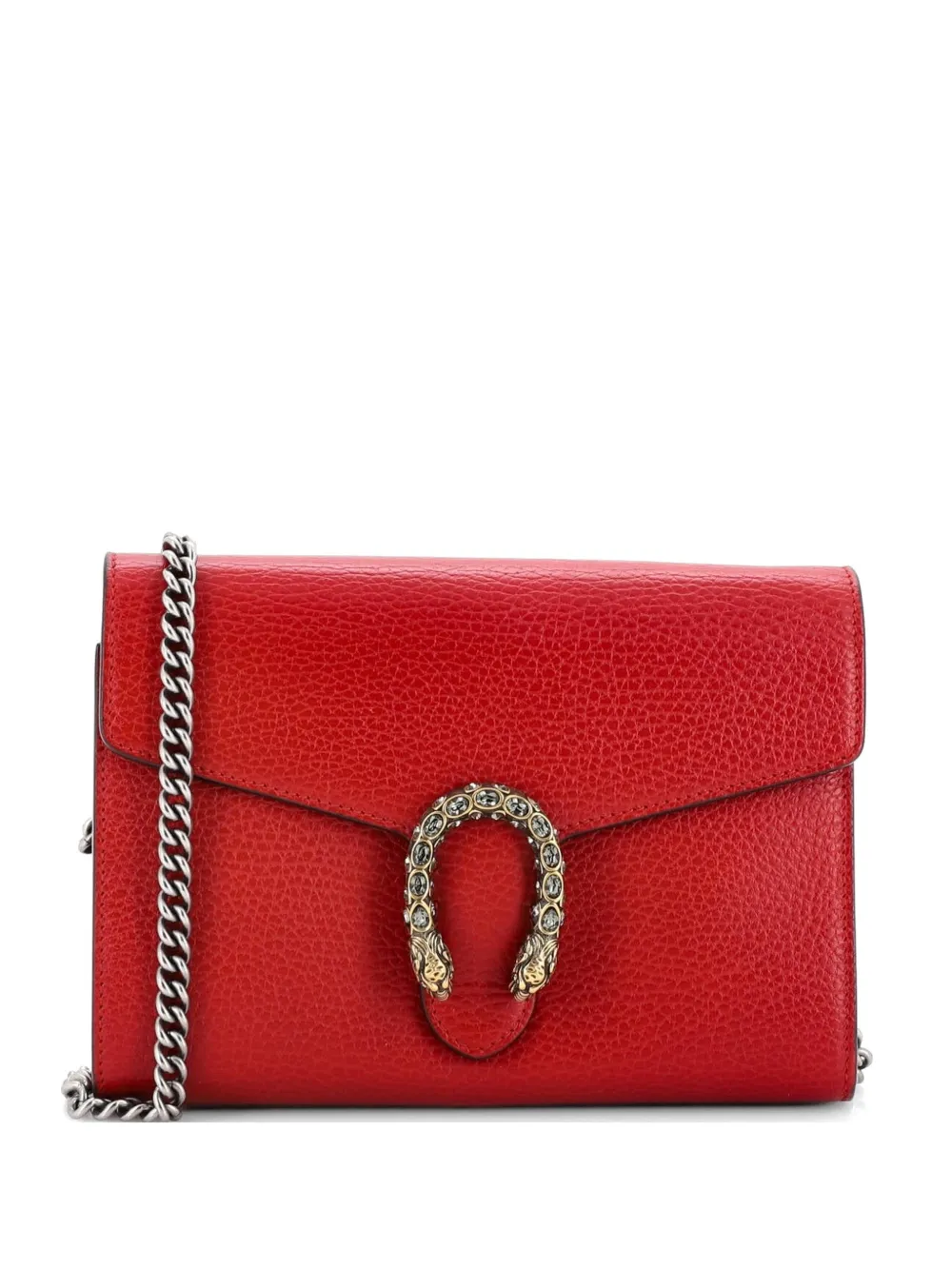 Gucci Pre-Owned Dionysus Chain Wallet Leather with Embellished Detail Small crossbody bag - Red