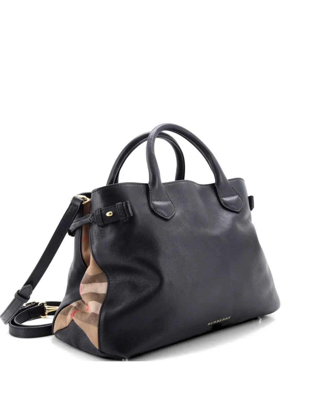 Burberry Pre-Owned Banner Tote Leather and House Check Canvas Medium satchel - Nero