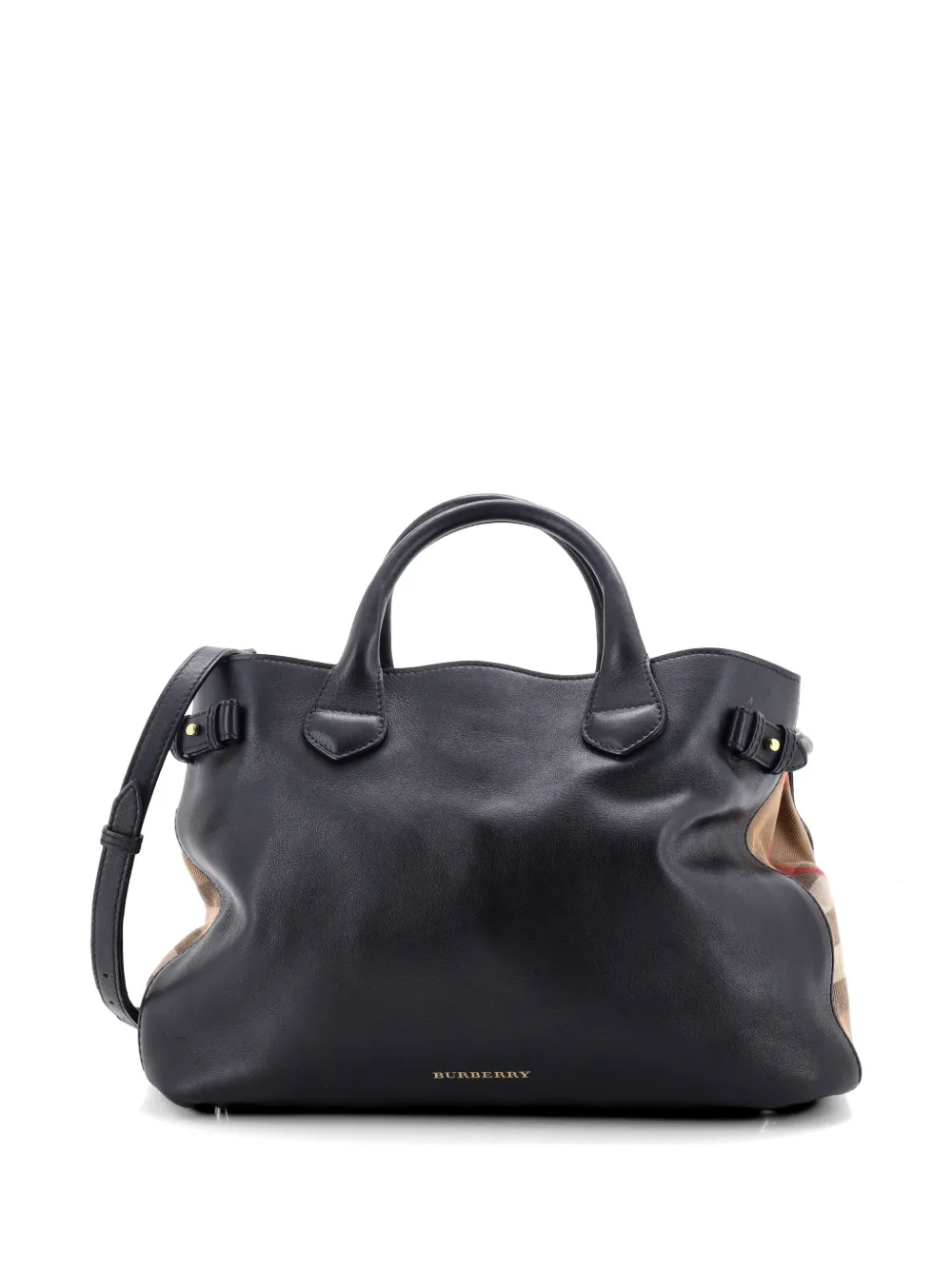 Burberry Pre-Owned Banner Tote Leather and House Check Canvas Medium satchel - Nero
