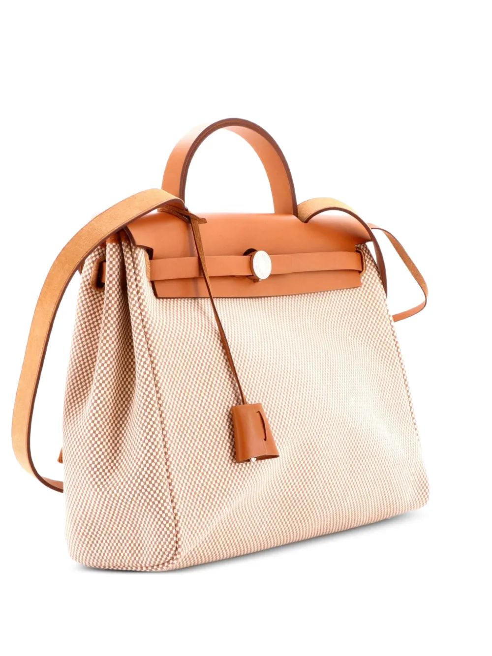 Hermès Pre-Owned Herbag Criss Viking Toile and Leather Schultertasche mit Reißverschluss 31cm - Braun