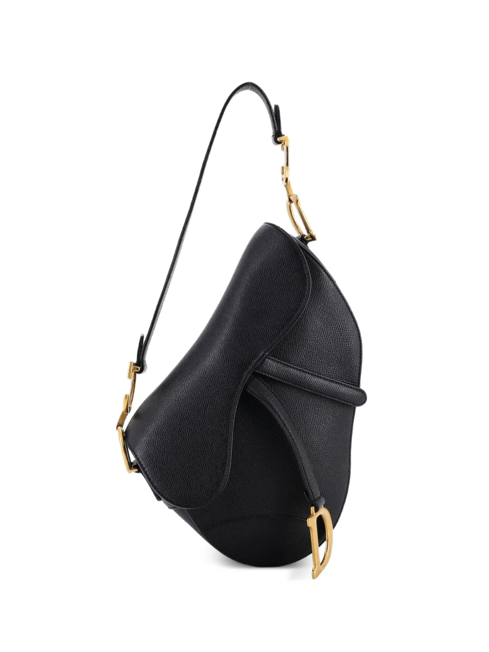 Christian Dior Pre-Owned Saddle Handbag with Strap Leather Medium shoulder bag - Black
