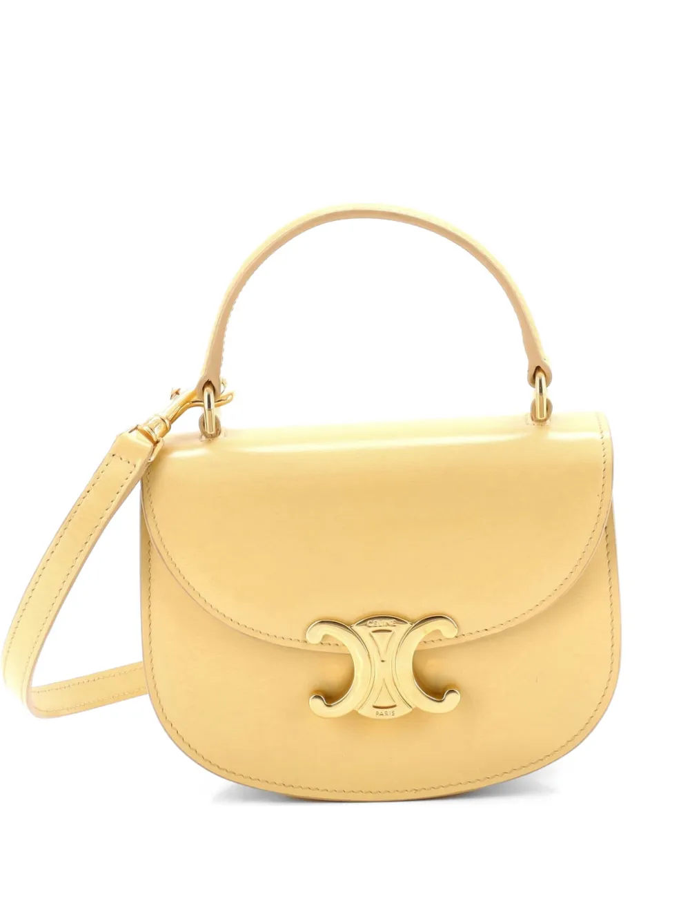 Celine Pre-Owned Triomphe Besace Clea Top Handle Flap Bag Leather Mini satchel - Yellow