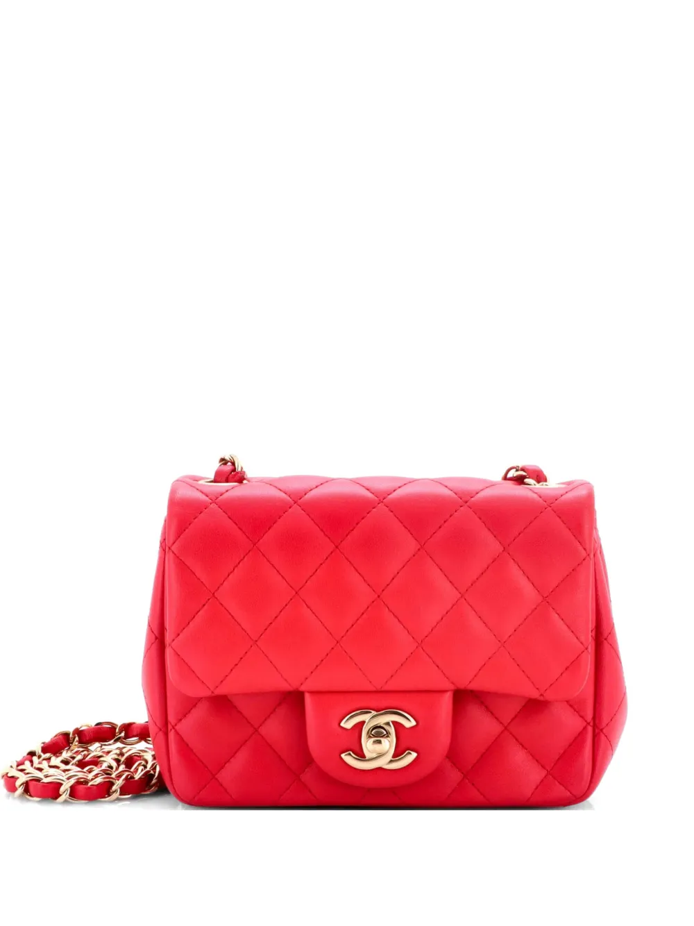 CHANEL Pre-Owned Square Classic Single Flap Bag Quilted Lambskin Mini crossbody bag - Rosa