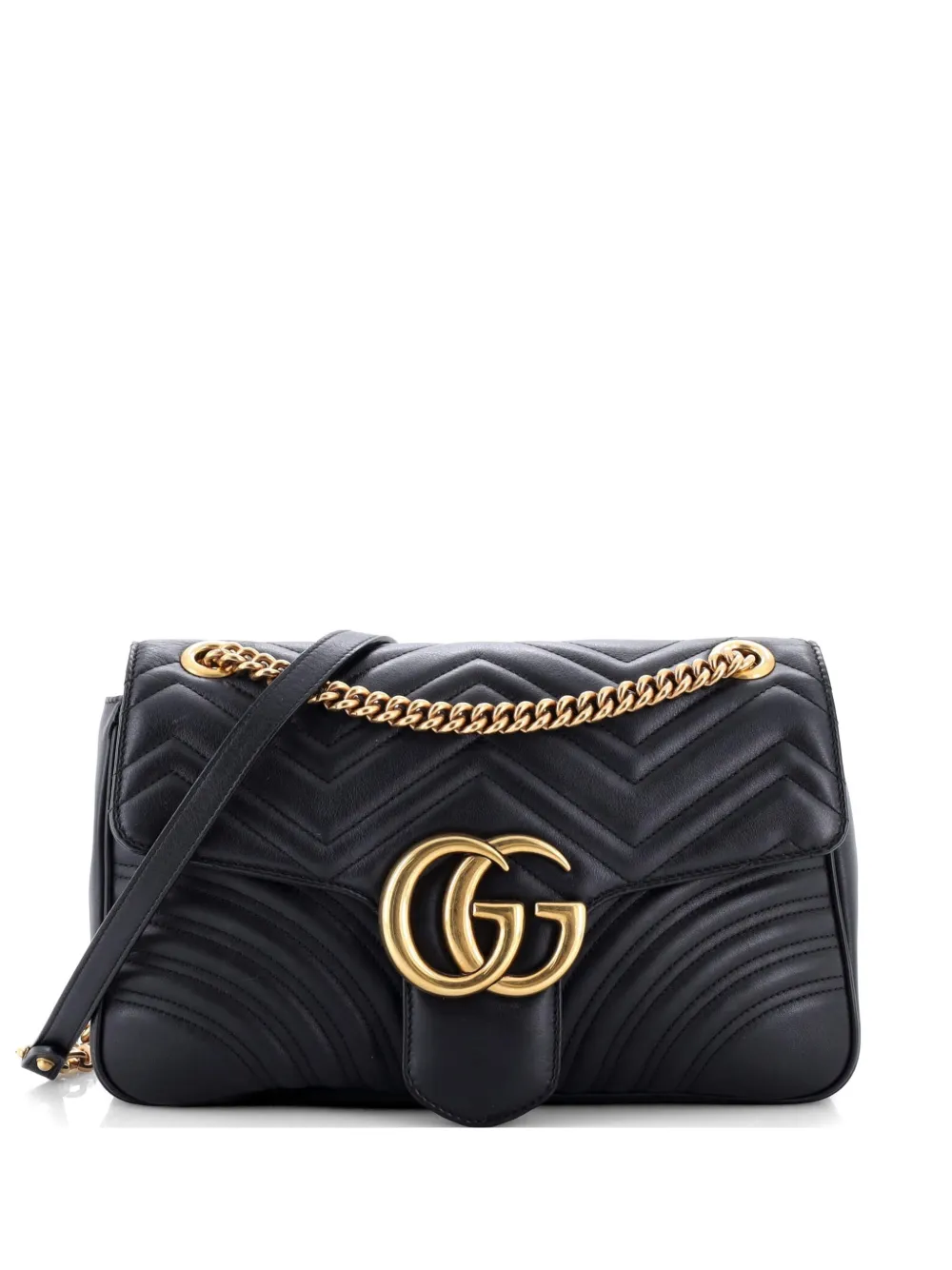 Gucci Pre-Owned GG Marmont Flap Bag Matelasse Leather Medium shoulder bag - Nero