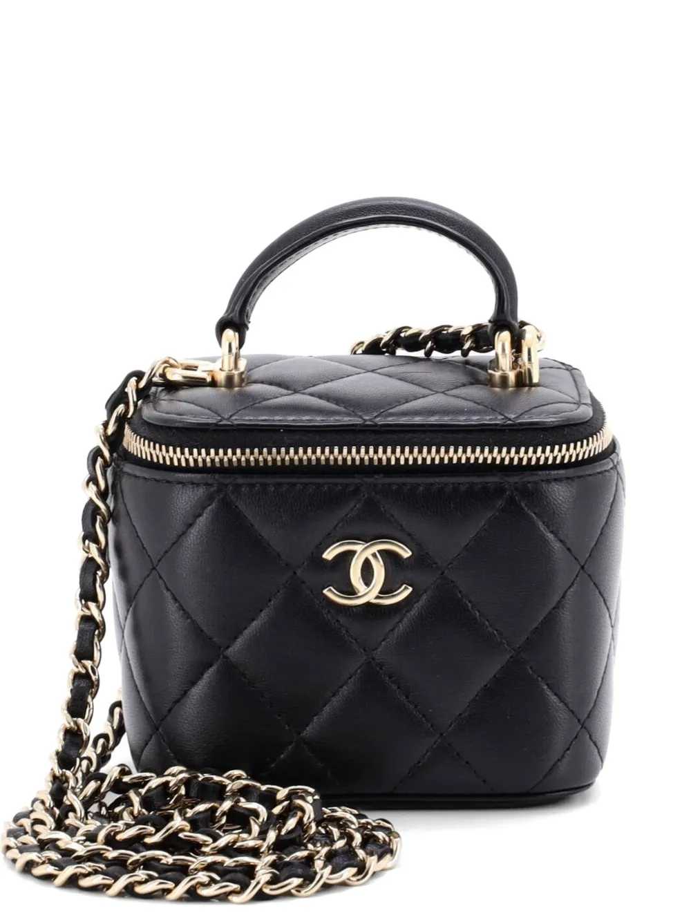 CHANEL Pre-Owned Classic Top Handle Vanity Case with Chain Quilted Lambskin Mini crossbody bag - Schwarz