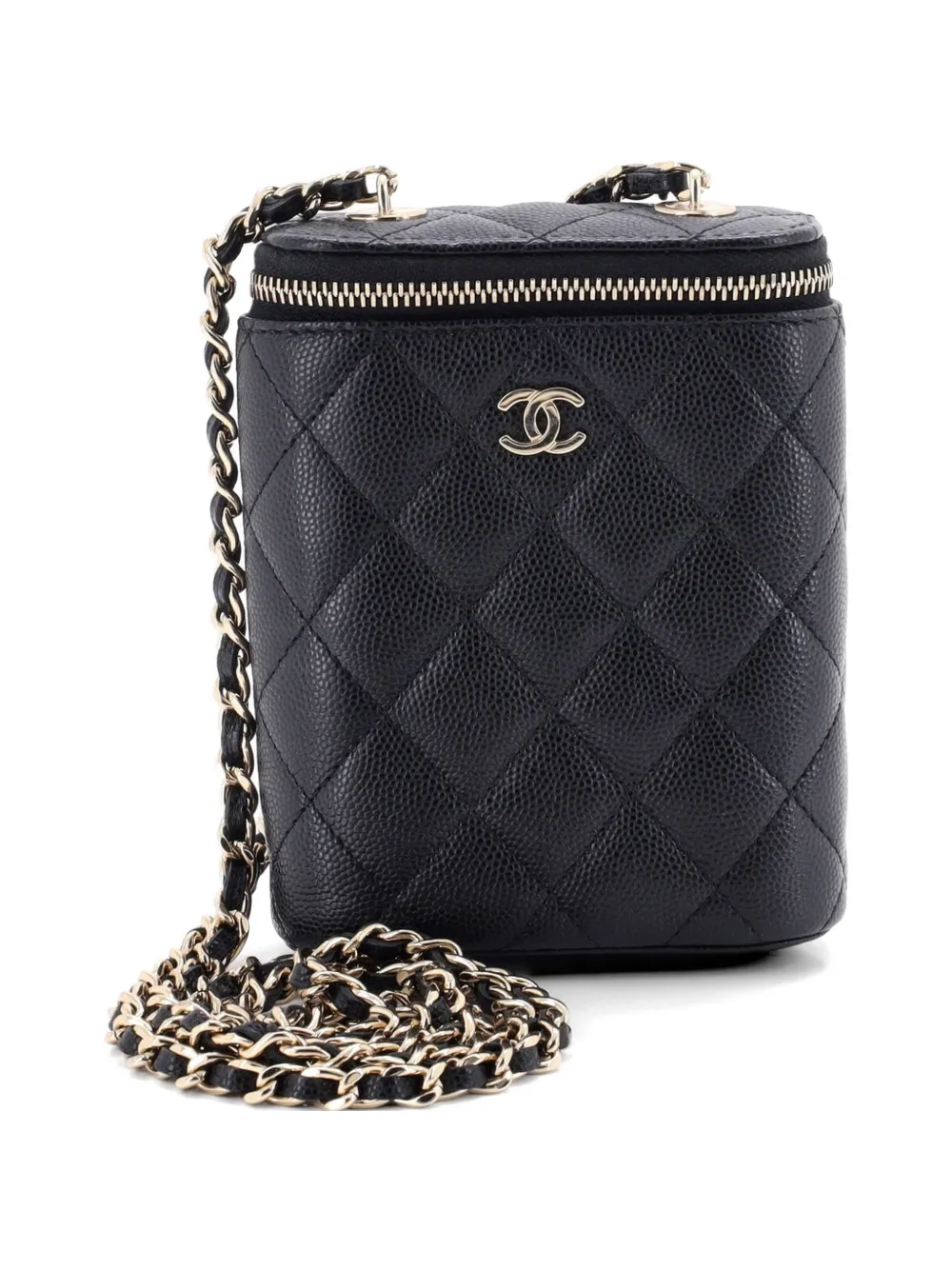 CHANEL Pre-Owned Vertical Classic Vanity Case with Chain Quilted Caviar Small shoulder bag - Nero