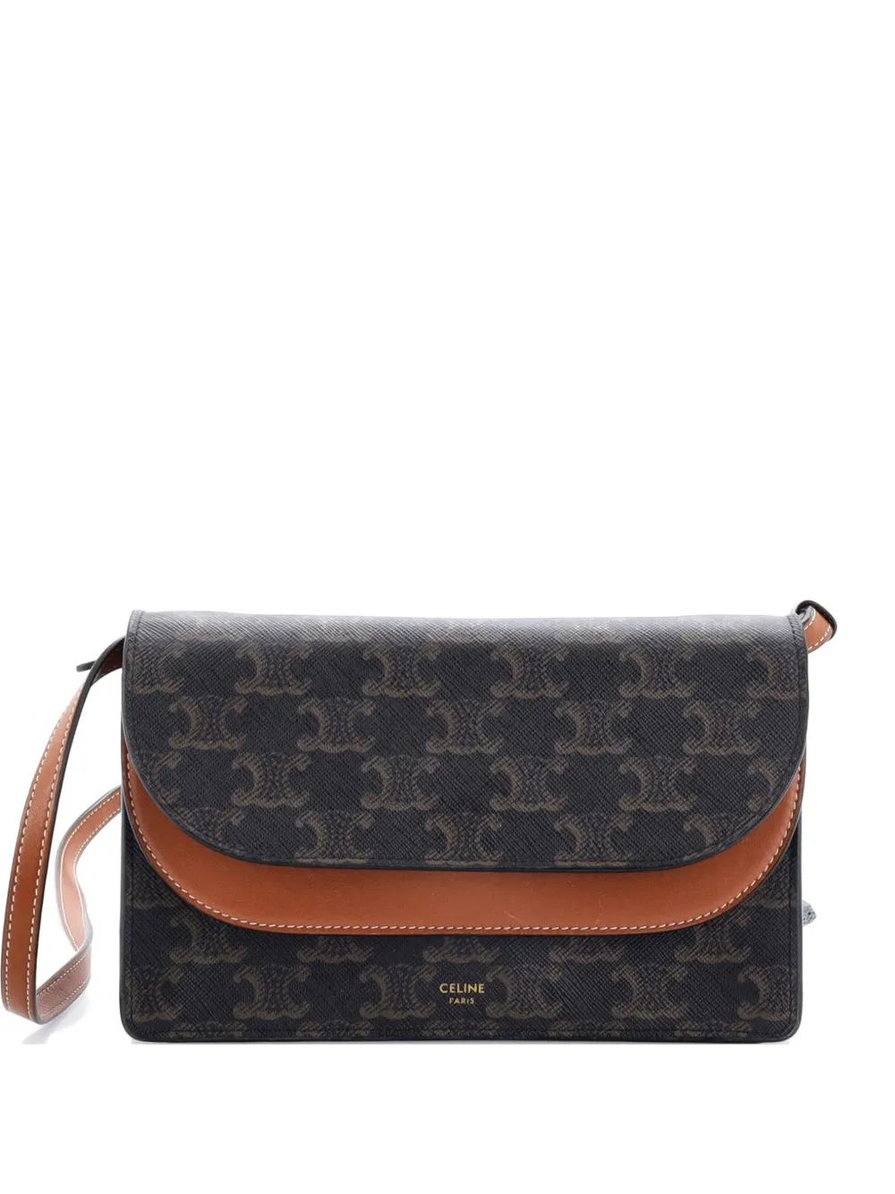 Celine Pre-Owned Wallet on Strap Triomphe Coated Canvas crossbody bag - Marrone