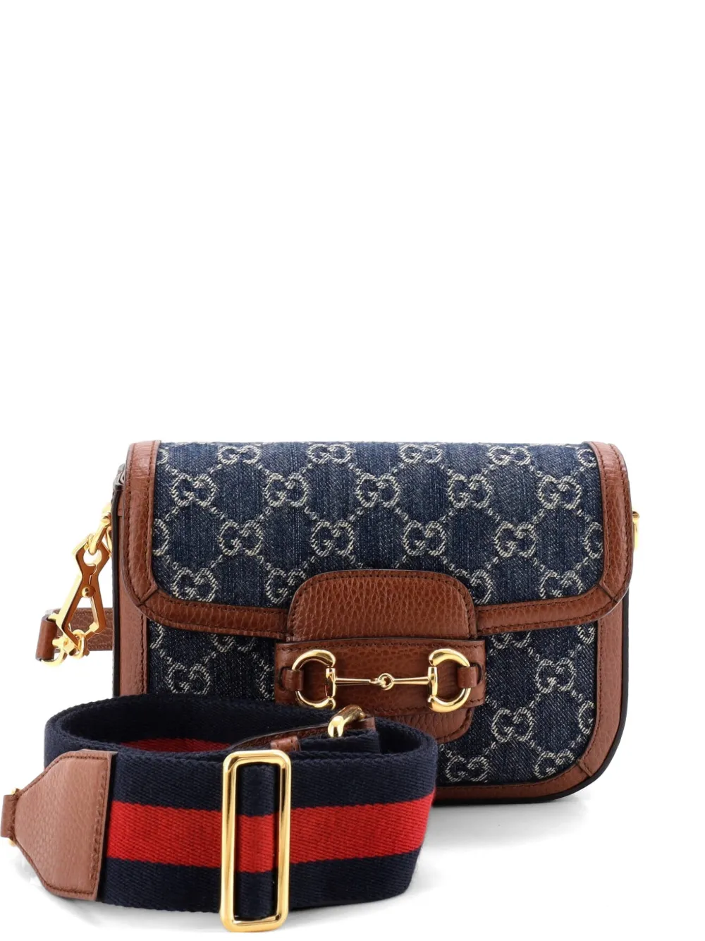 Gucci Pre-Owned Horsebit 1955 GG Denim Mini shoulder bag - Blu