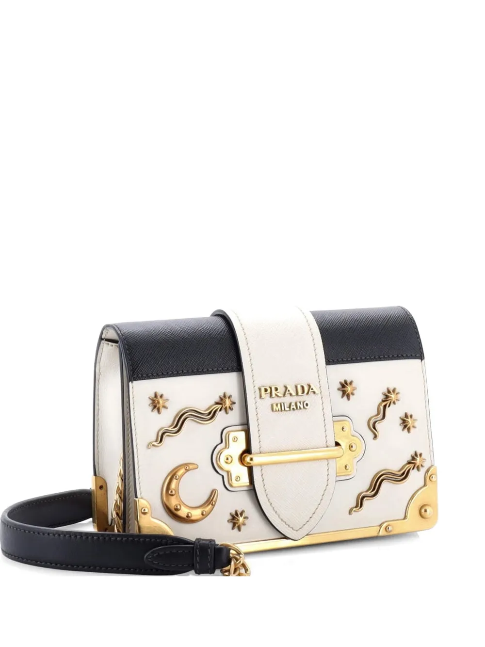 Prada Pre-Owned Cahier Embellished Leather Small crossbody bag - Nero