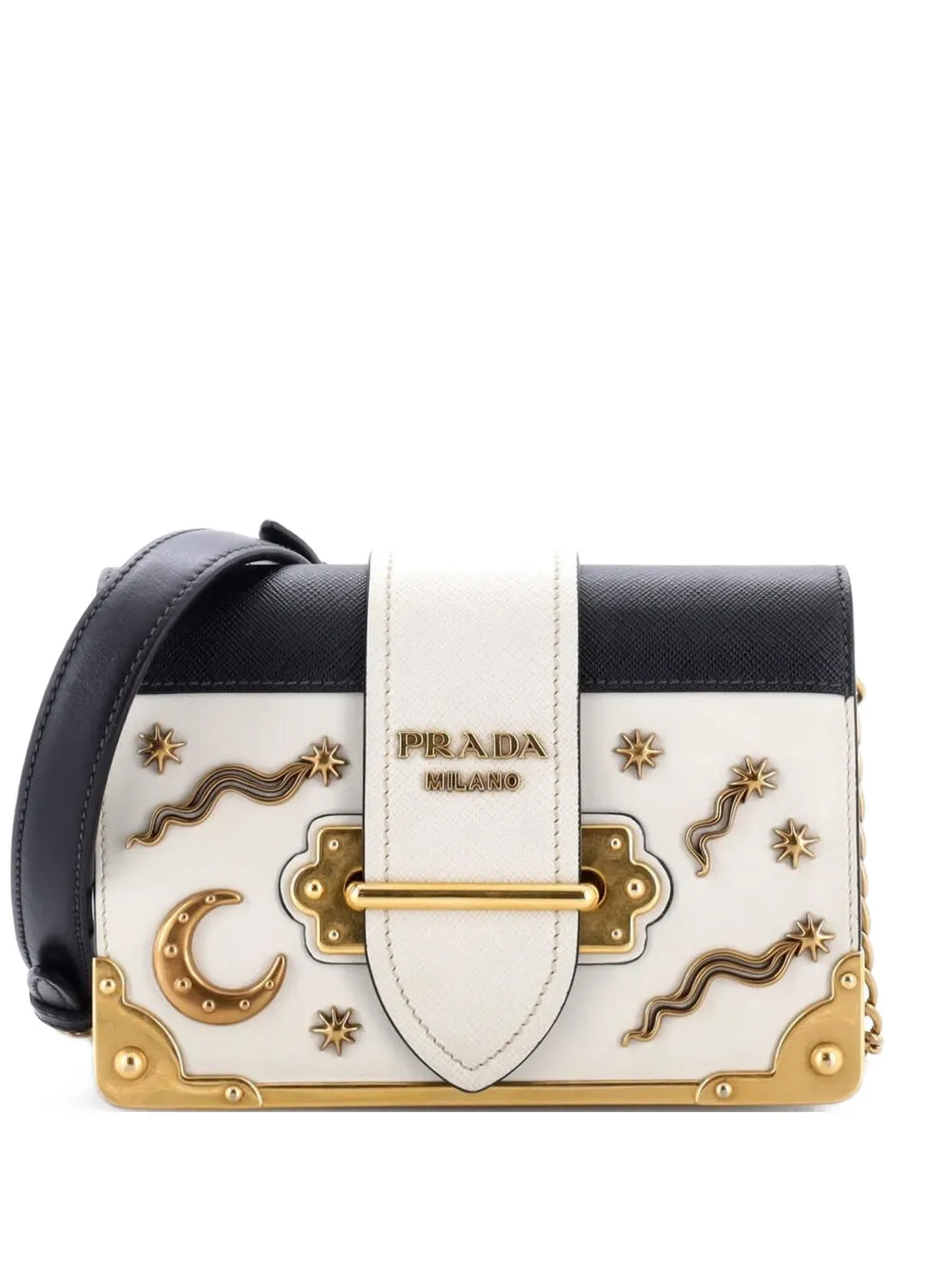 Prada Pre-Owned Cahier Embellished Leather Small crossbody bag - Nero