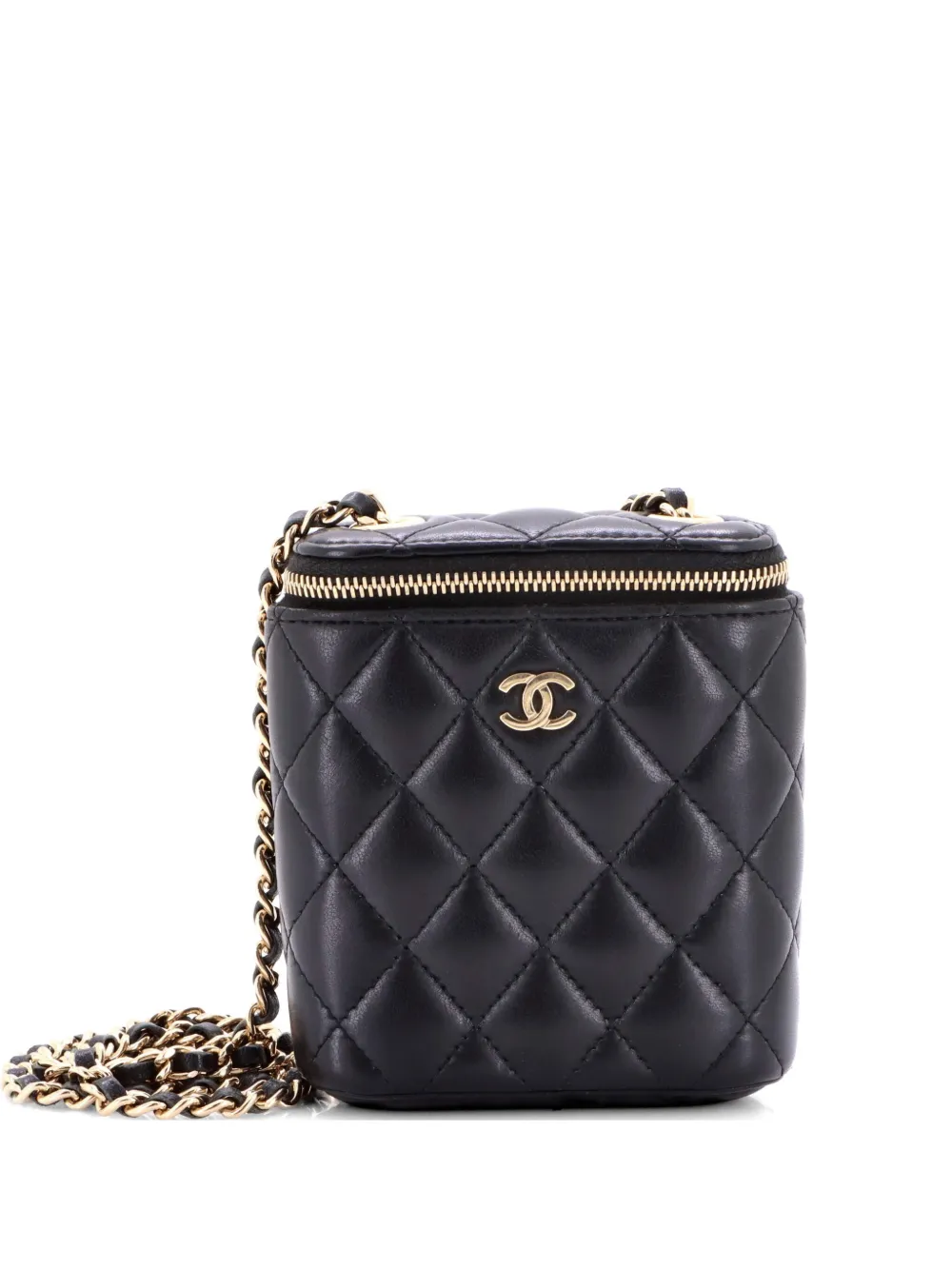 CHANEL Pre-Owned Vertical Classic Vanity Case with Chain Quilted Lambskin Small clutch bag - Nero