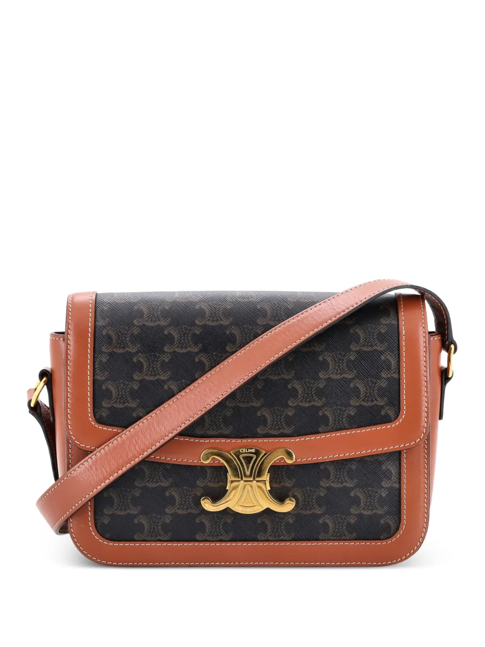 Celine Pre-Owned Triomphe Triomphe Coated Canvas Medium shoulder bag - Marrone