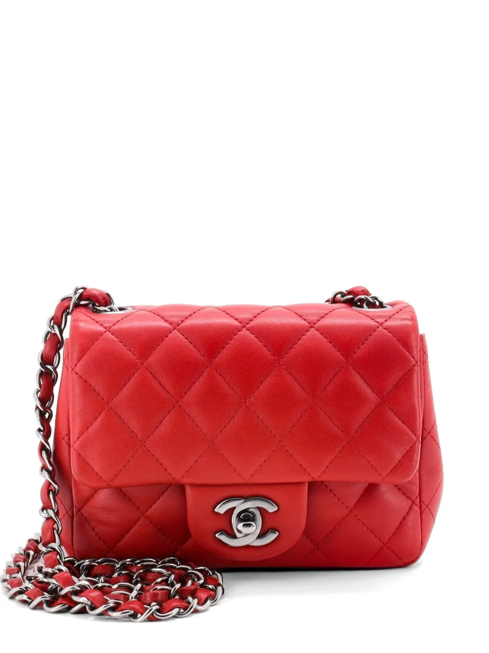 CHANEL Pre-Owned Square Classic Single Flap Bag Quilted Lambskin Mini crossbody bag - Rot