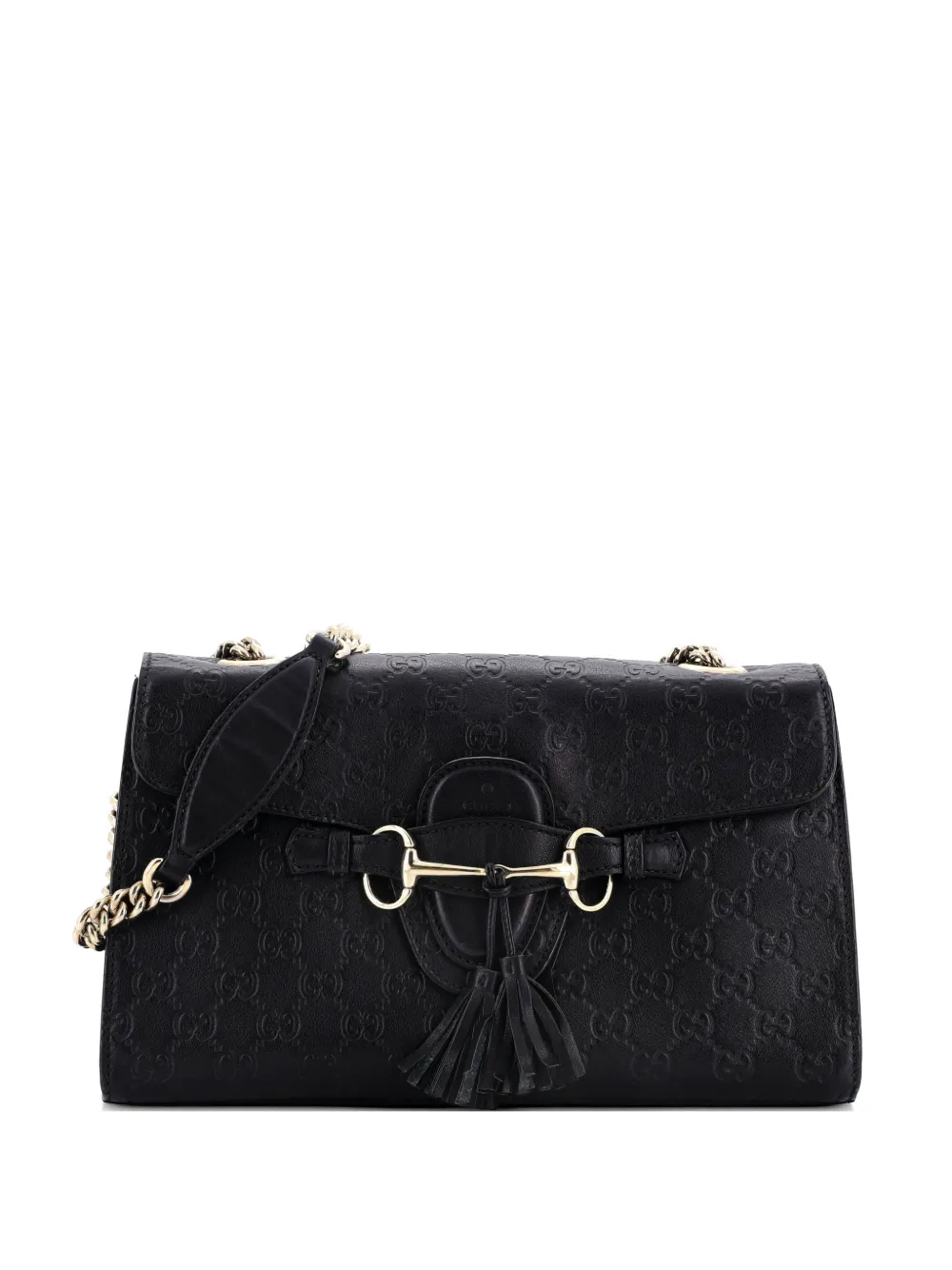 Gucci Pre-Owned Emily Chain Flap Bag Guccissima Leather Medium shoulder bag - Schwarz