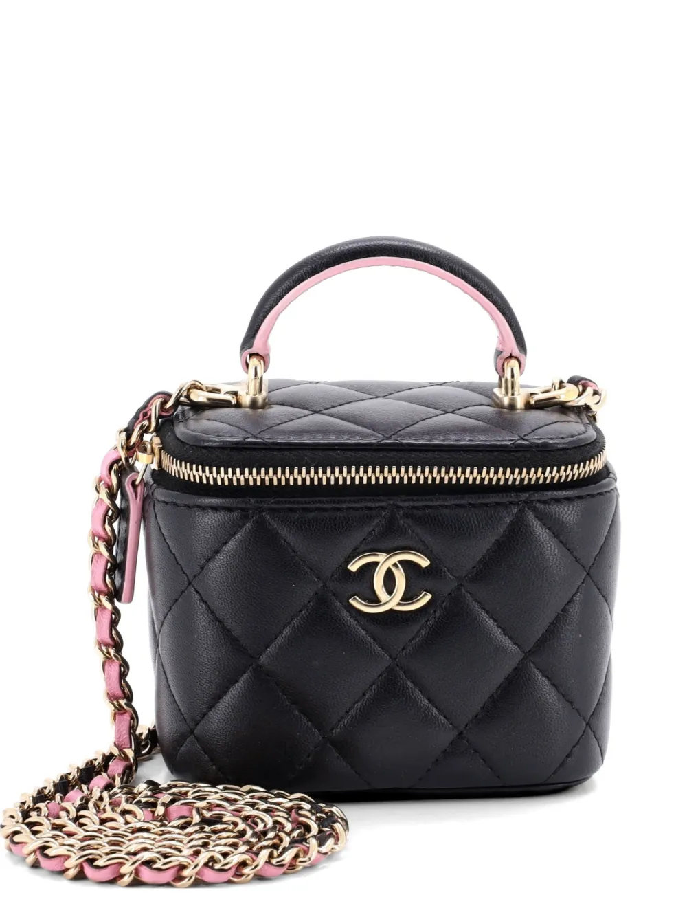 CHANEL Pre-Owned Classic Top Handle Vanity Case with Chain Quilted Lambskin Mini crossbody bag - Nero