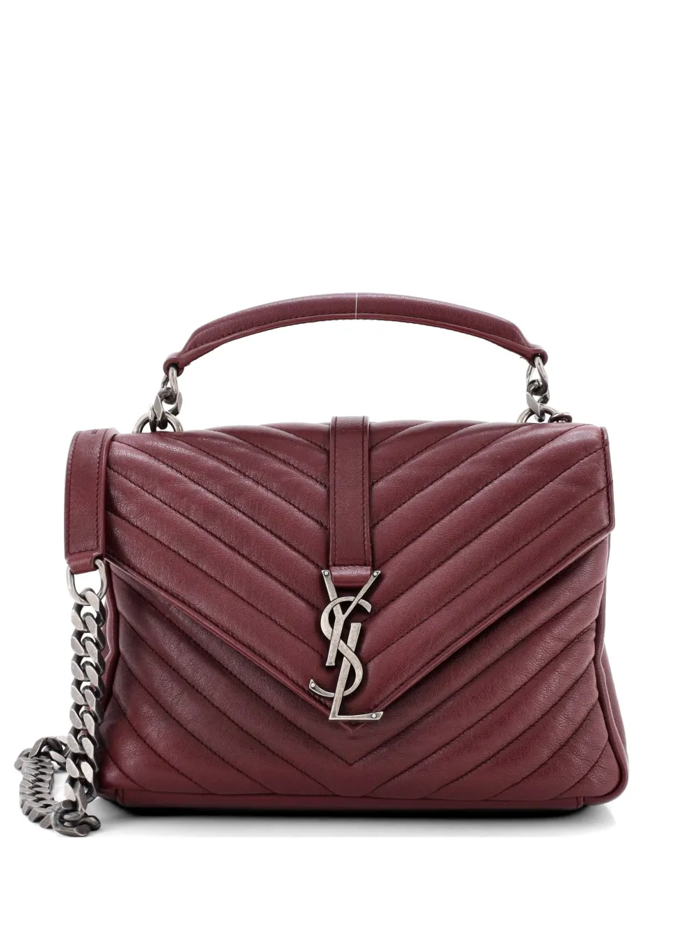 Saint Laurent Pre-Owned Classic Monogram College Bag Matelasse Chevron Leather Medium crossbody bag - Red