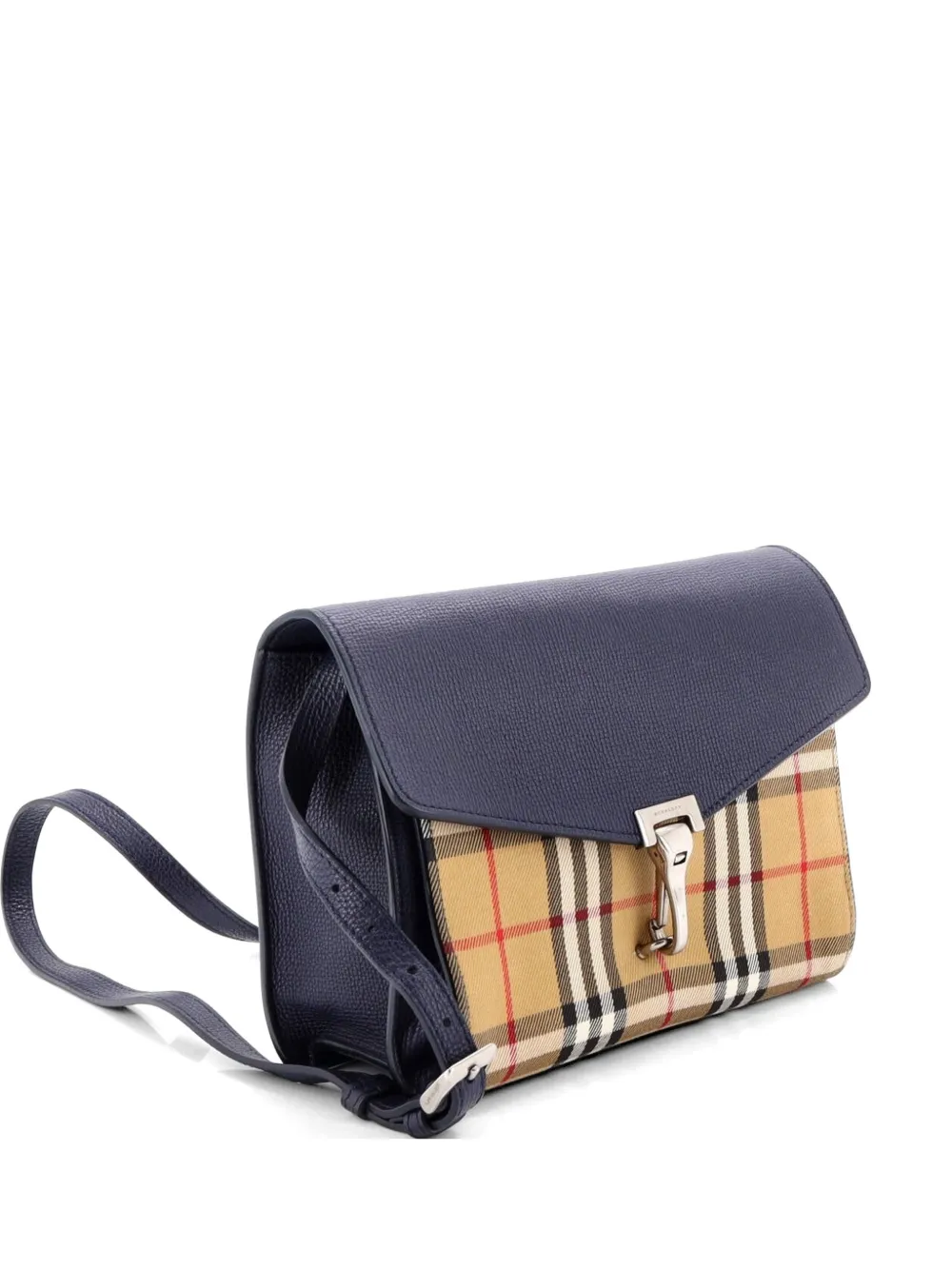 Burberry Pre-Owned Macken Leather and Vintage Check Canvas Small crossbody bag - Blu